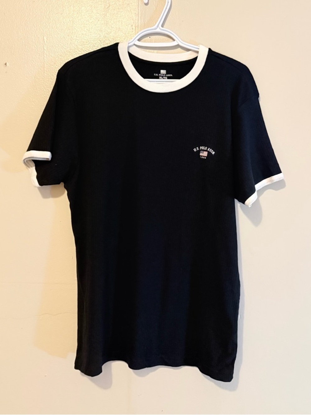U.S. Polo Assn. Black Short-Sleeve Ringer Tee with White Trim